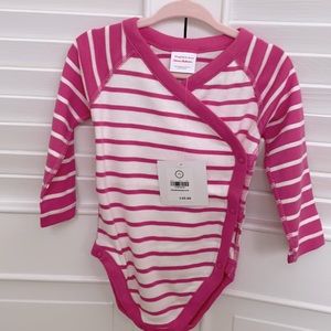 NWT Hanna Andersson side snap bodysuit white/pink 12-18 months